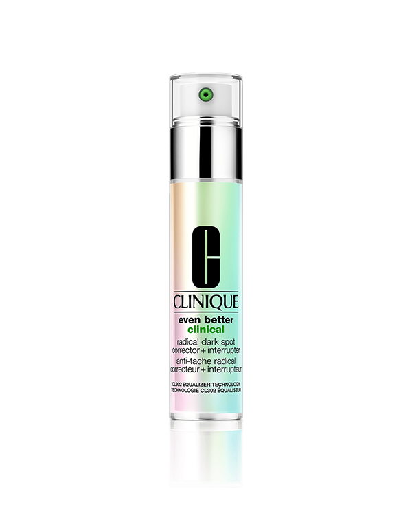 Even Better Clinical™ Radical Dark Spot Corrector + Interrupter, Cel mai puternic serum de iluminare al nostru, ajuta la corectarea vizibila a decolorarilor si a cicatricelor acneice, in timp ce intrerurupe formarea viitoarelor pete pigmentare.