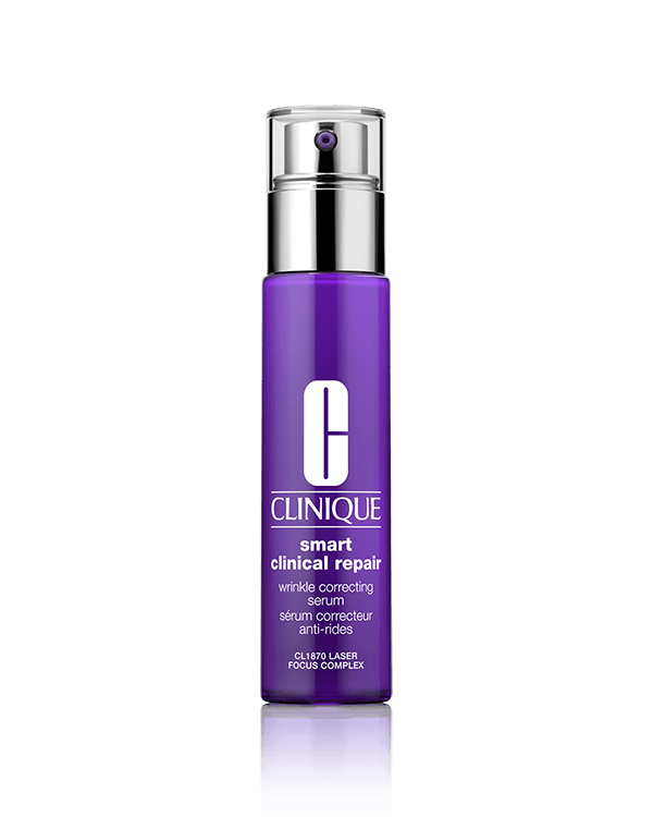 Clinique Smart Clinical Repair™ Wrinkle Correcting Serum, Serumul clinic concentrat abordeaza ridurile cu multiple actiuni. Ajuta la reparare, reface structura si reumple pielea.