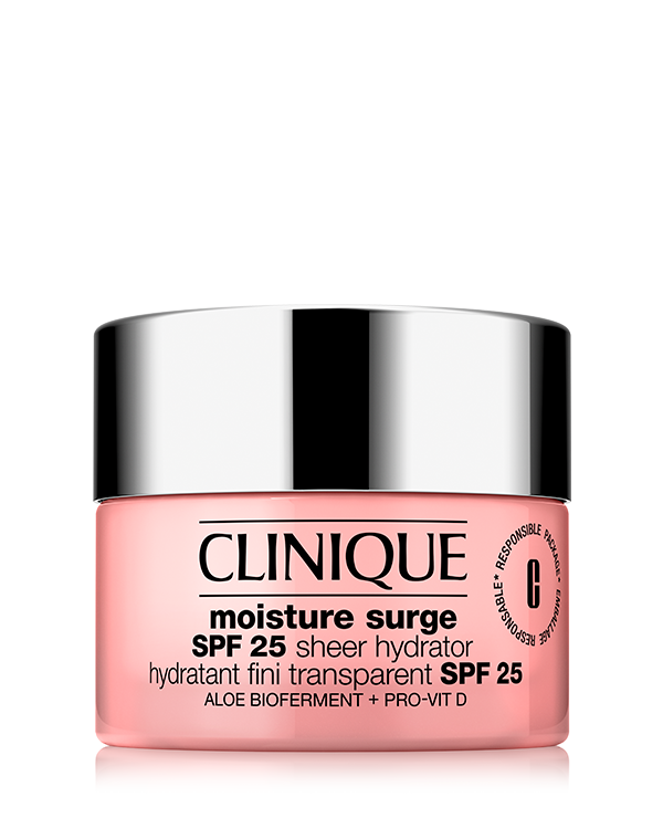 Moisture Surge™ SPF 25 Sheer Hydrator, Crema cu SPF, usoara ca un nor, hidrateaza si asigura protectie solara transparenta.