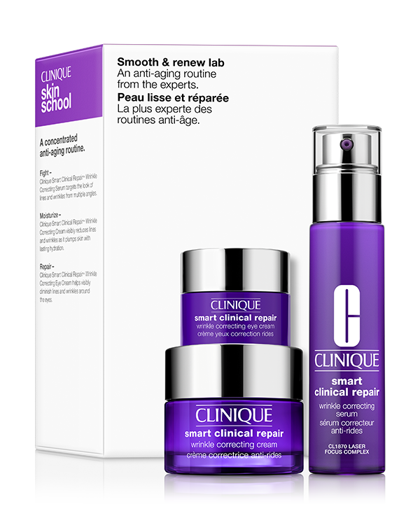 Smooth &amp; Renew Lab Set, 3 experti anti-aging pentru un aspect al tenului mai neted si reintinerit. Produse in valoare de 685 lei.