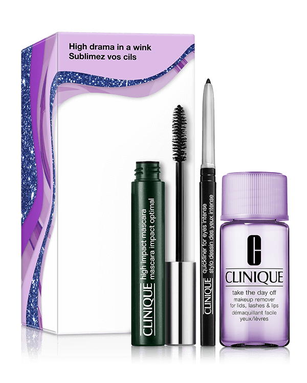 High Drama in a Wink Eye Makeup Set, Adauga volum genelor, defineste privirea, apoi sterge tot. Produse in valoare de 259 lei.